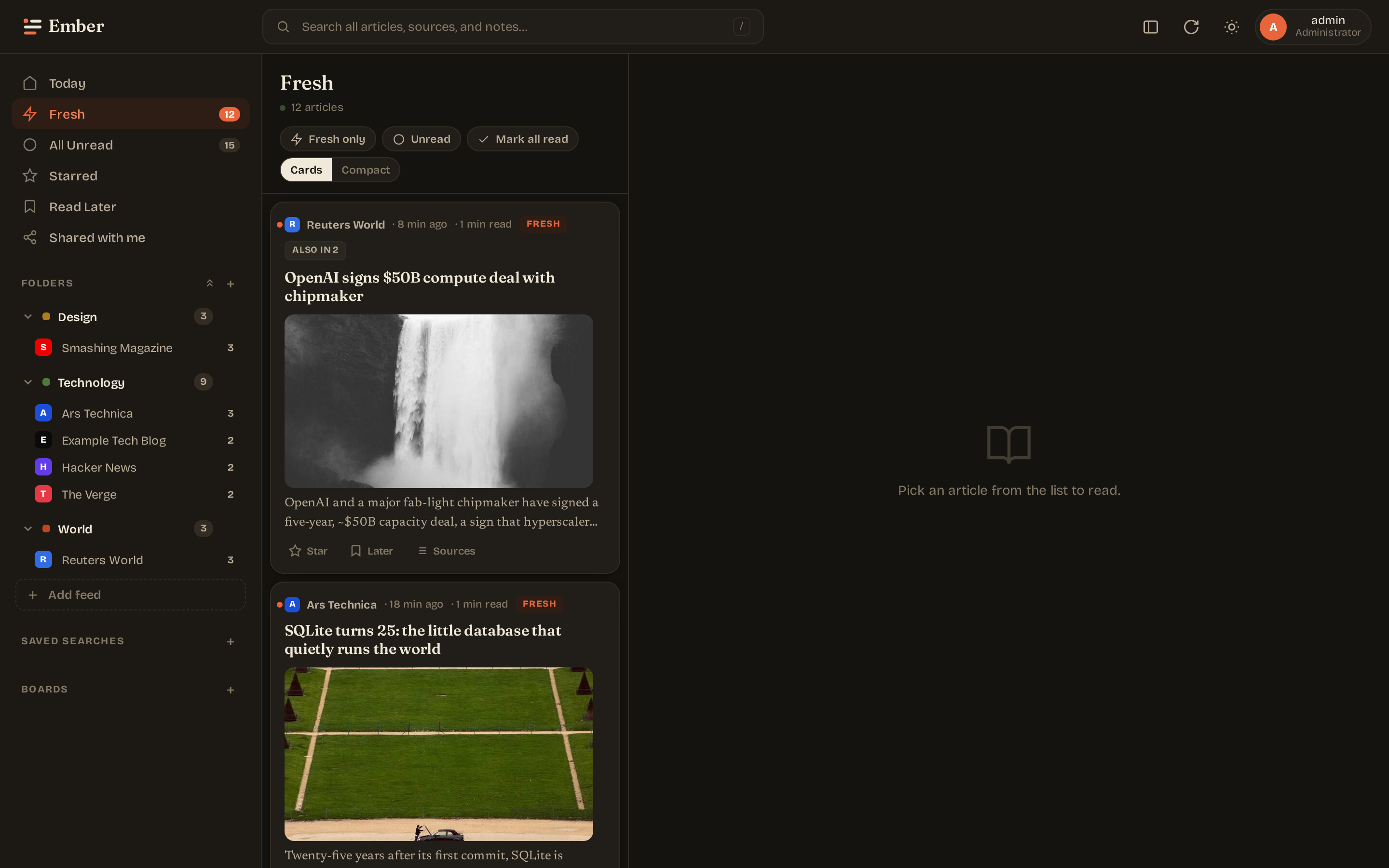 Reader desktop (dark)